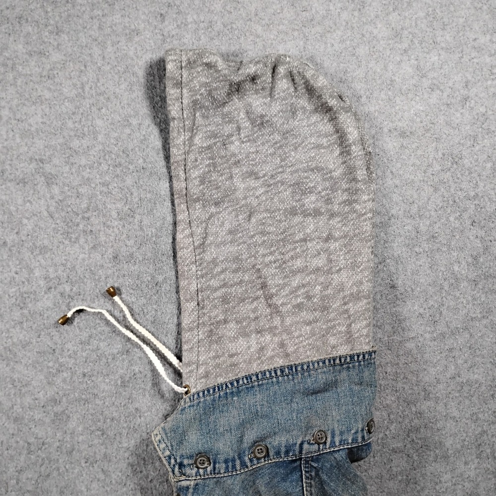 Free People Women's Blue Knit Hooded Denim Jacket Combo Distressed Size M - Picture 8 of 11
